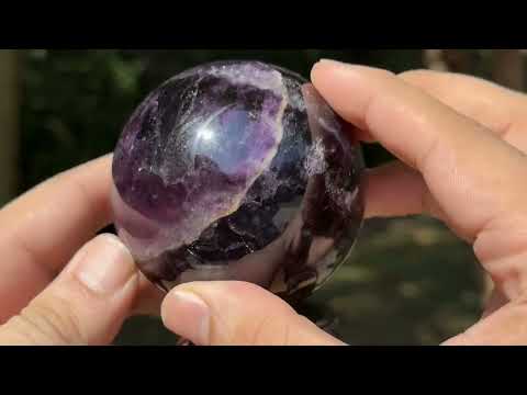 Polished Dark Purple Fluorite Crystal Gemstone Sphere Decor Ball