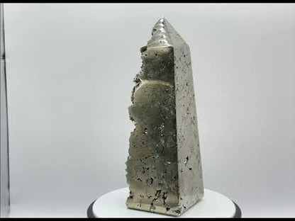 Natural Pyrite Crystal Gemstone Obelisk Tower Point - RPO494