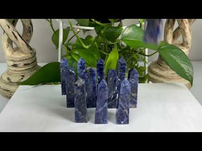Natural Sodalite Crystal Gemstone Obelisk Tower Point