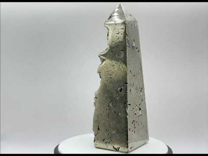 Natural Pyrite Crystal Gemstone Obelisk Tower Point - RPO493