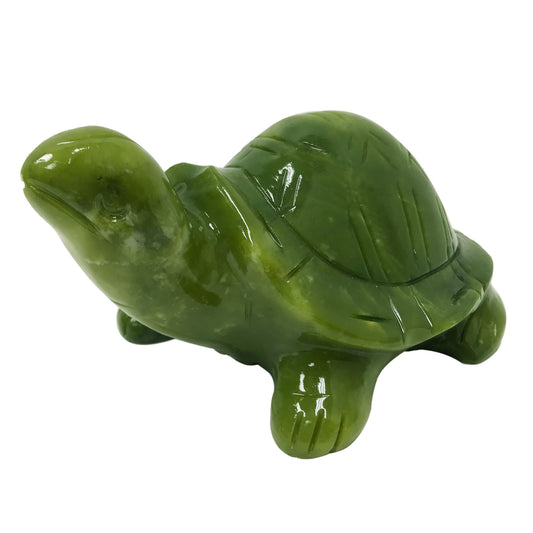 Hand-Carved Nephrite Turtle Crystal Gemstone Carving - Gem Avenue