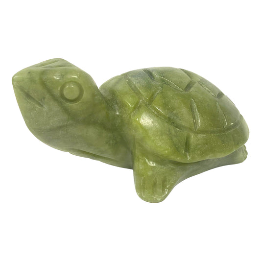 Hand-Carved Nephrite Turtle Crystal Gemstone Carving - Gem Avenue