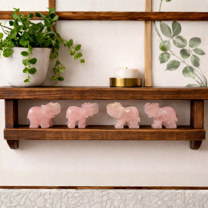 Hand-Carved Rose Quartz Elephant Crystal Gemstone Carving
