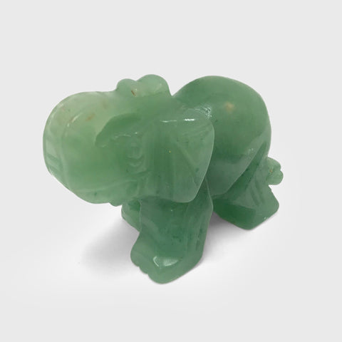 Hand-Carved Green Aventurine Elephant Crystal Gemstone Carving