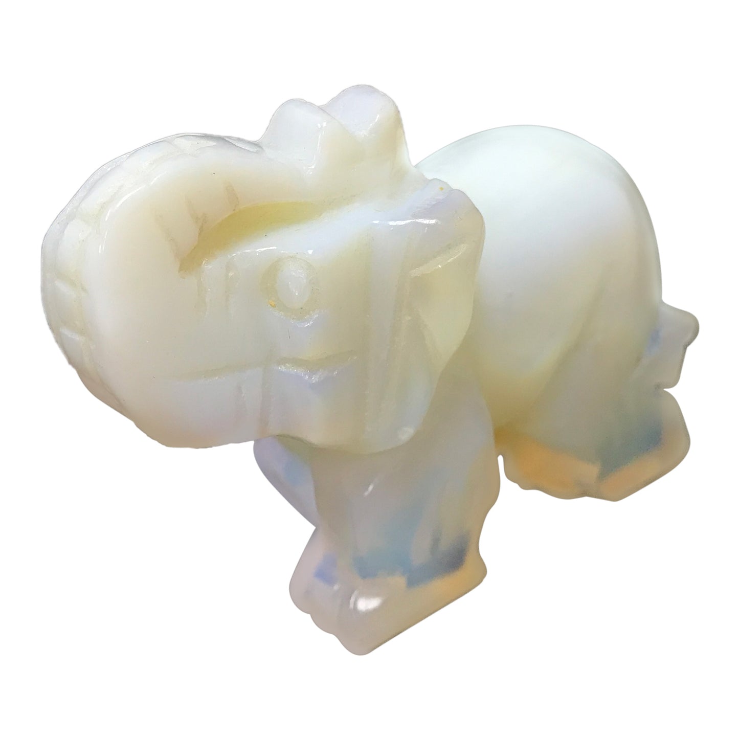 Hand-Carved Opalite Elephant Crystal Gemstone Carving