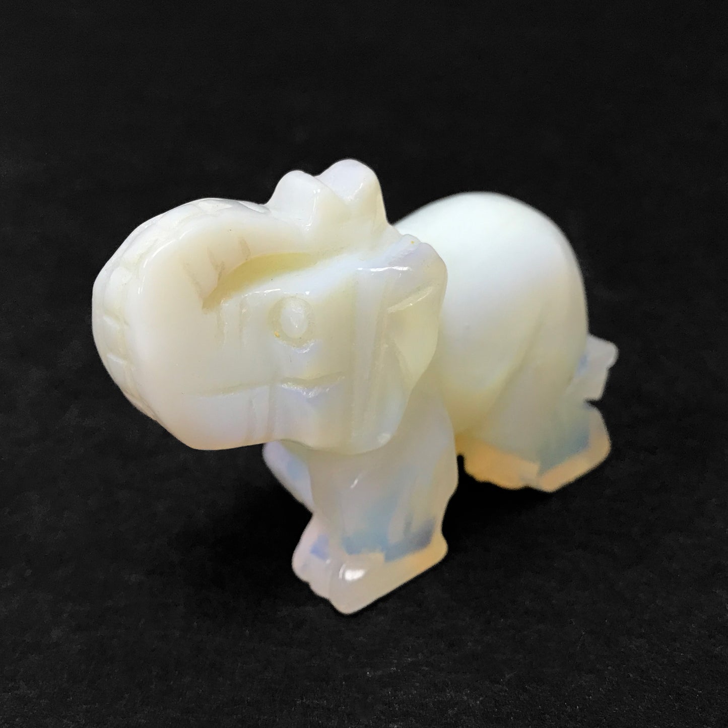Hand-Carved Opalite Elephant Crystal Gemstone Carving