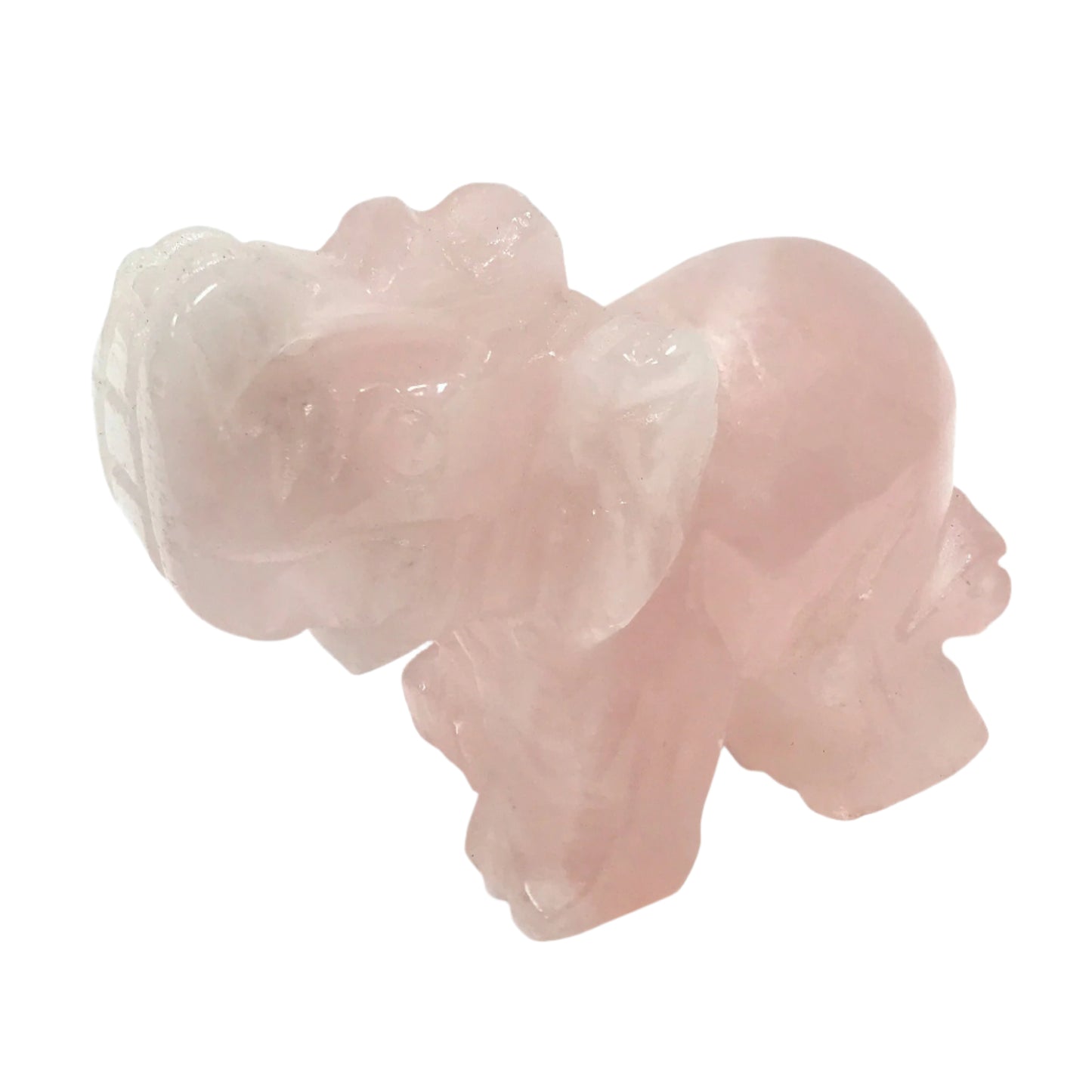 Hand-Carved Rose Quartz Elephant Crystal Gemstone Carving