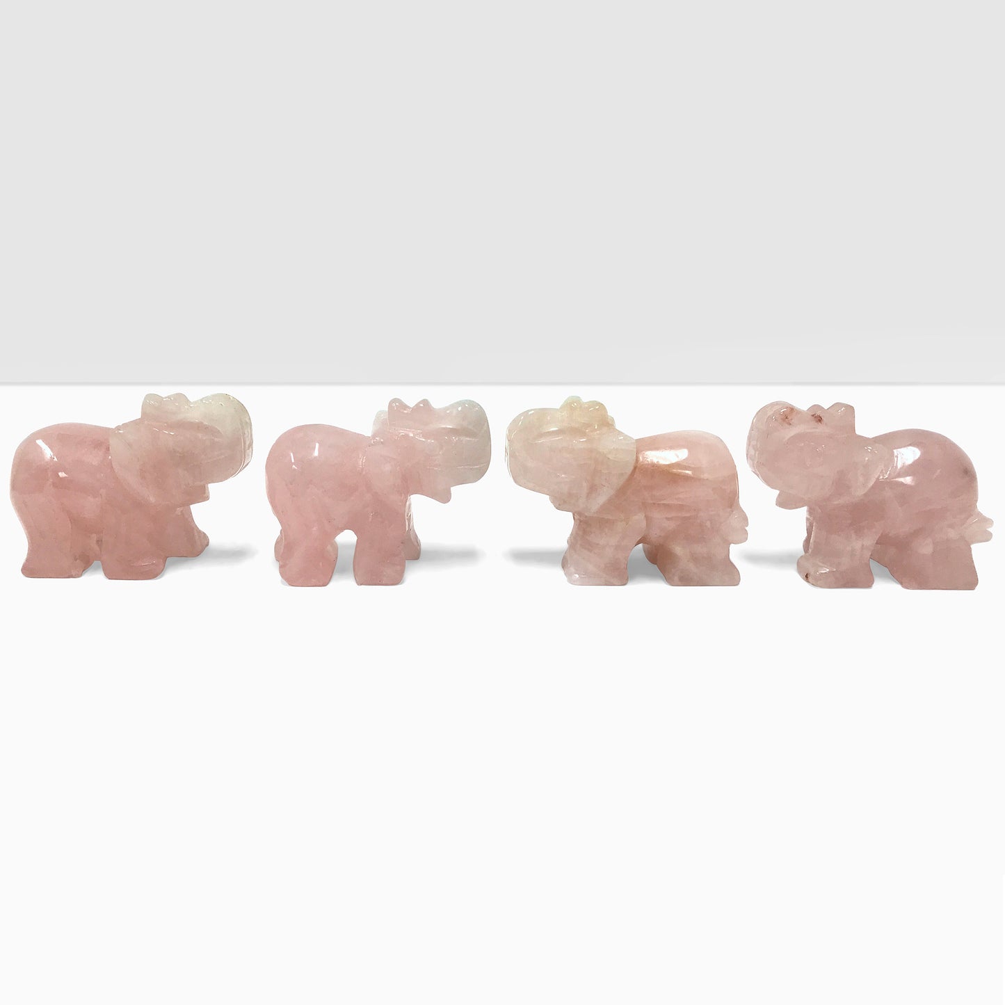 Hand-Carved Rose Quartz Elephant Crystal Gemstone Carving