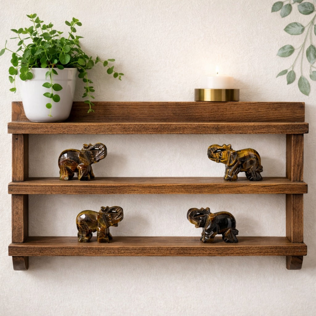 Hand-Carved Tiger Eye Elephant Crystal Gemstone Carving for Healing, Energy, Meditation & Home Decor-14-0032-TigersEye