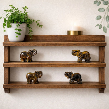 Hand-Carved Tiger Eye Elephant Crystal Gemstone Carving for Healing, Energy, Meditation & Home Decor-14-0032-TigersEye