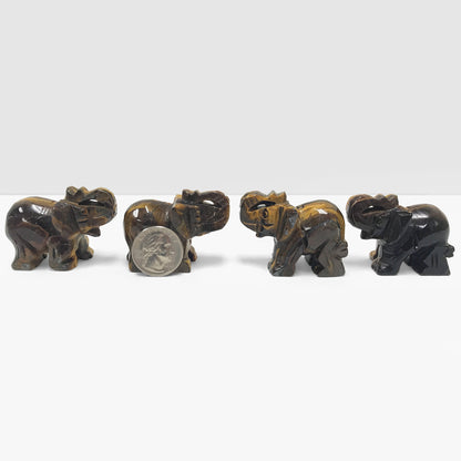 Hand-Carved Tiger Eye Elephant Crystal Gemstone Carving