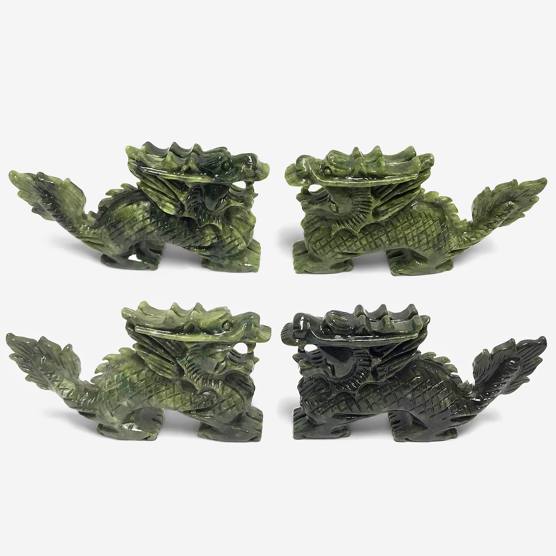 Hand Carved Dragon Natural Nephrite Jade Crystal Figurine Home Decor - Gem Avenue