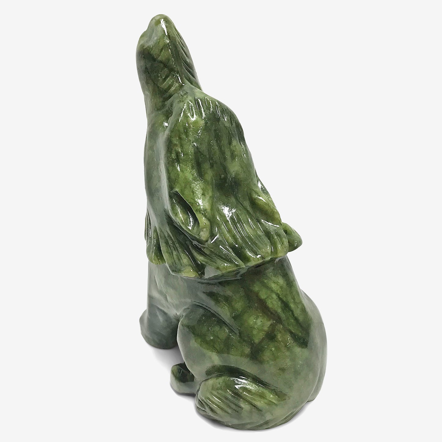 Hand Carved Wolf Natural Nephrite Jade Crystal Gemstone Figurine Animal Sculpture Home Decor - Gem Avenue