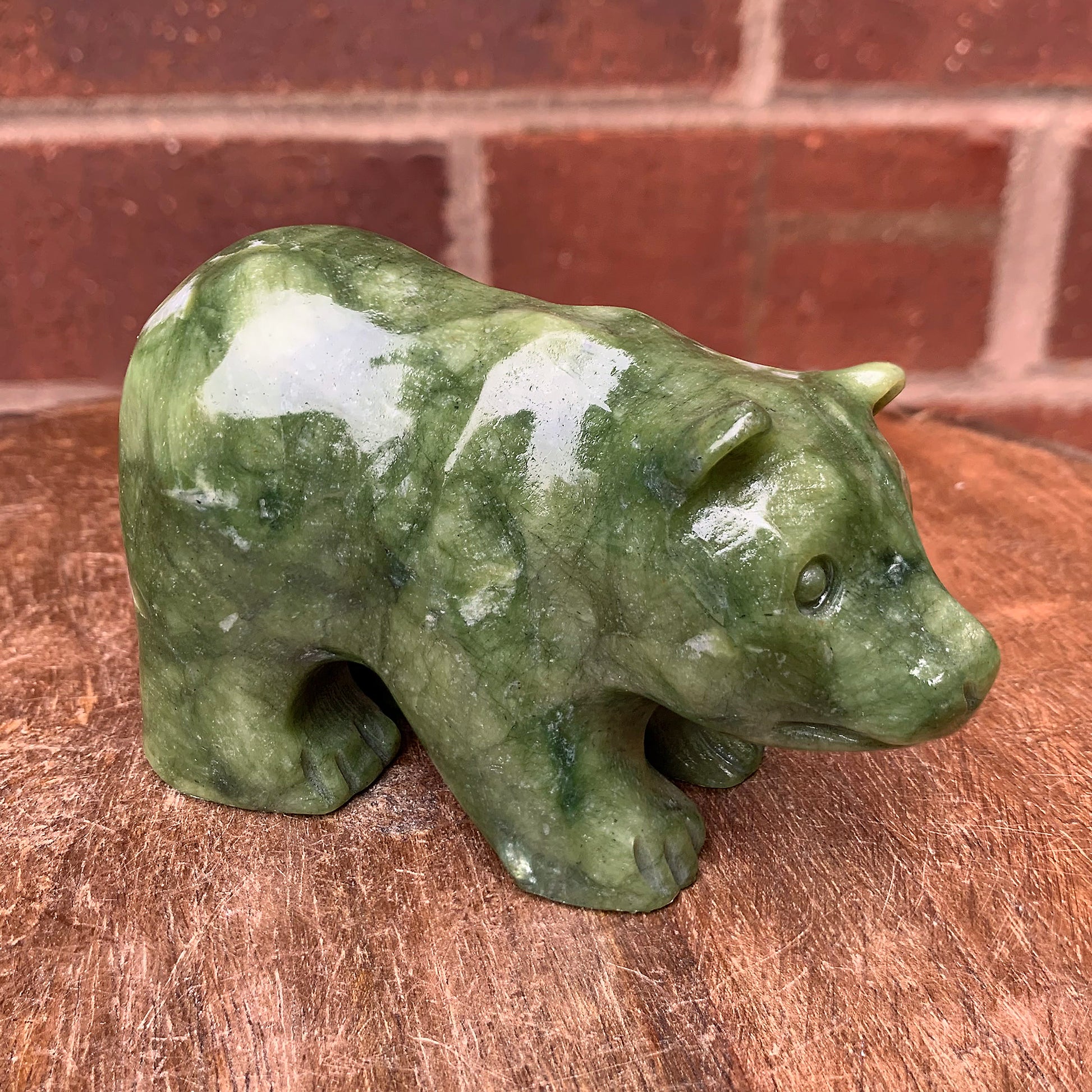 Hand Carved Bear Nephrite Jade Crystal Figurine Animal Home Décor - Gem Avenue