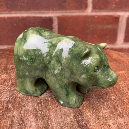 Hand Carved Bear Nephrite Jade Crystal Figurine Animal Home Décor - Gem Avenue