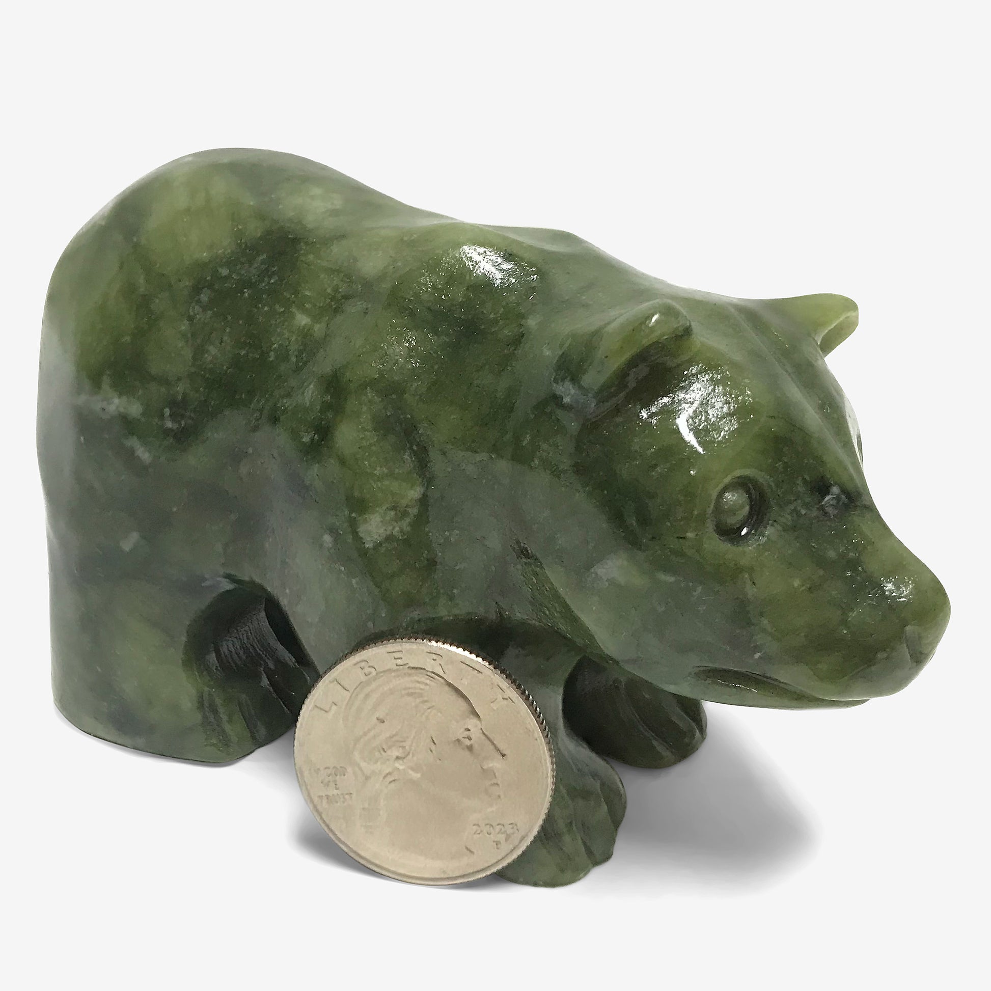 Hand Carved Bear Nephrite Jade Crystal Figurine Animal Home Décor - Gem Avenue