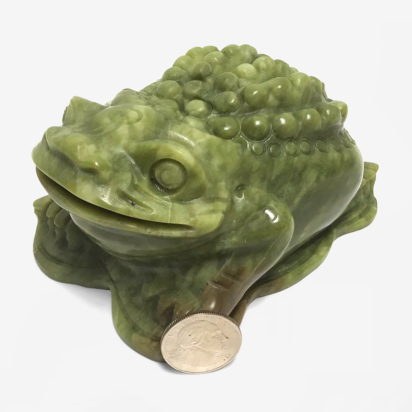 Hand Carved Frog Natural Nephrite Jade Crystal Gemstone Figurine Animal Sculpture Home Decor - Gem Avenue