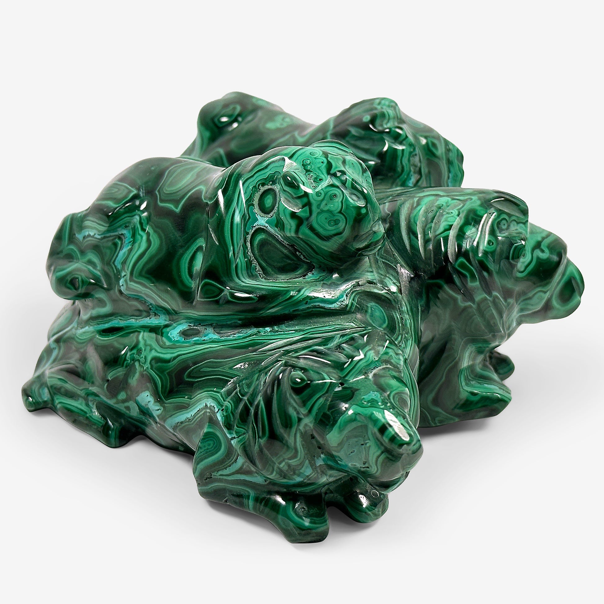 Hand Carved Natural Malachite Lion Crystal Gemstone Figurine Animal Sculpture Home Decor - Gem Avenue