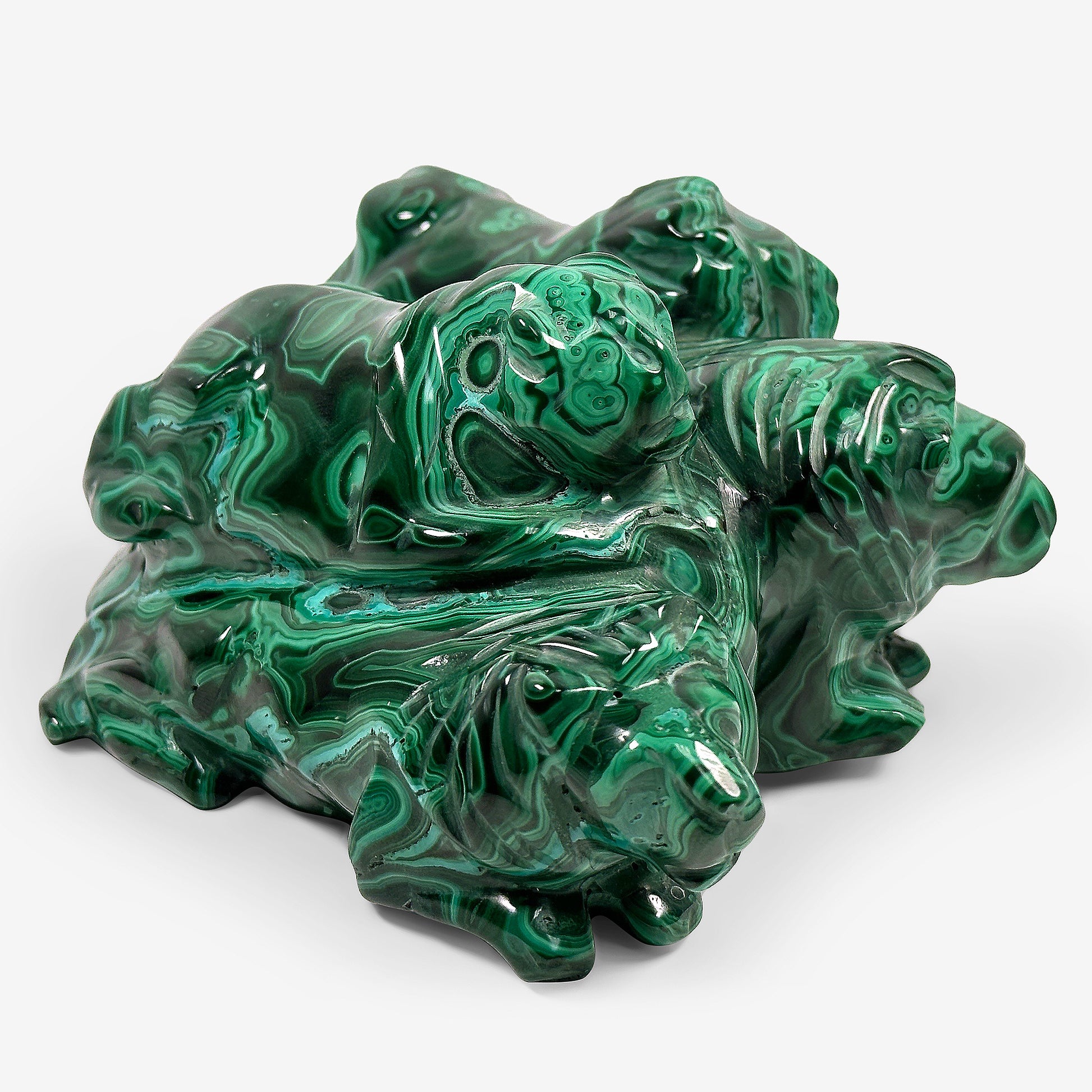 Hand Carved Natural Malachite Lion Crystal Gemstone Figurine Animal Sculpture Home Decor - Gem Avenue