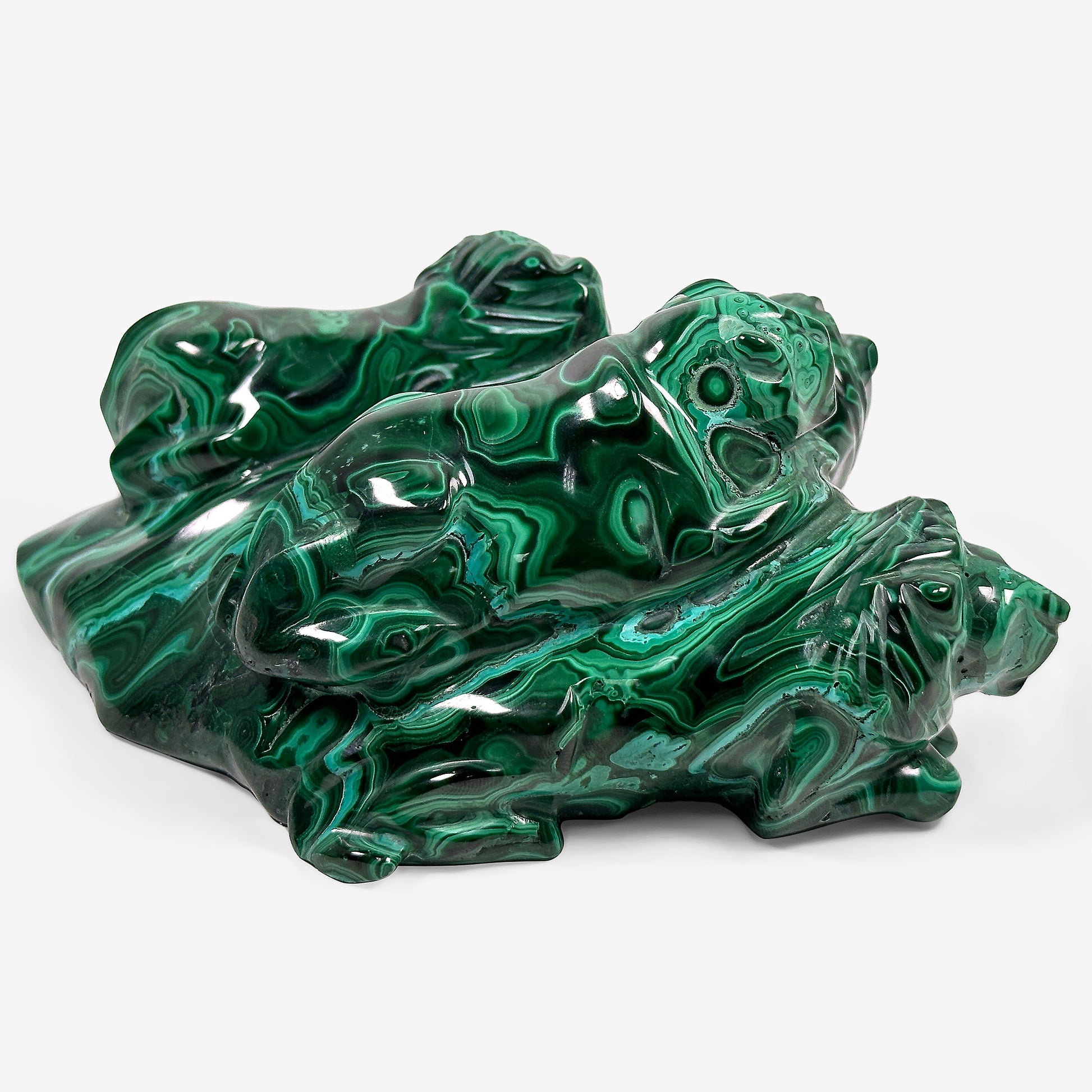 Hand Carved Natural Malachite Lion Crystal Gemstone Figurine Animal Sculpture Home Decor - Gem Avenue