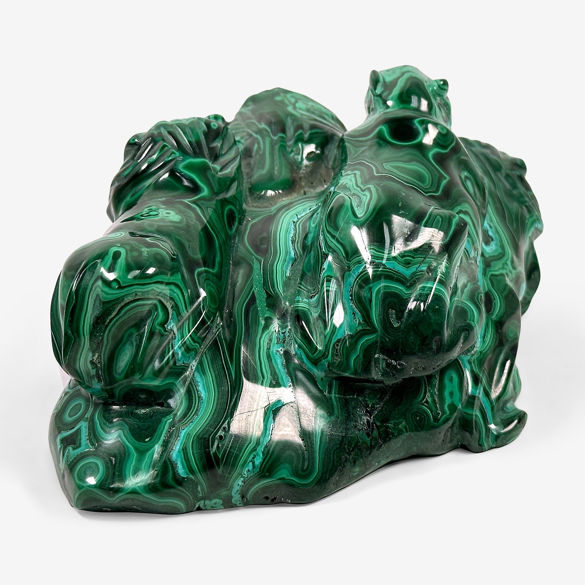 Hand Carved Natural Malachite Lion Crystal Gemstone Figurine Animal Sculpture Home Decor - Gem Avenue