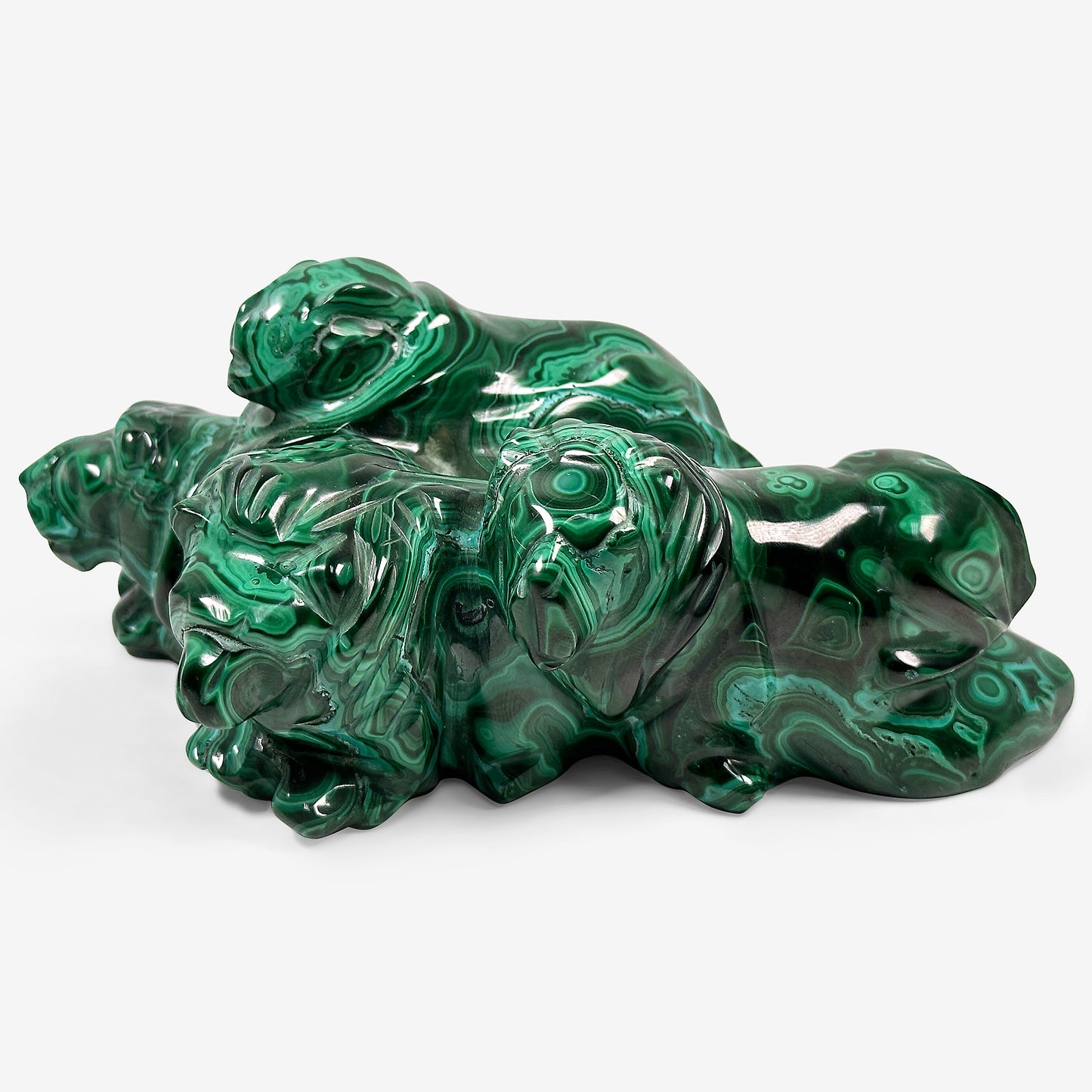 Hand Carved Natural Malachite Lion Crystal Gemstone Figurine Animal Sculpture Home Decor - Gem Avenue