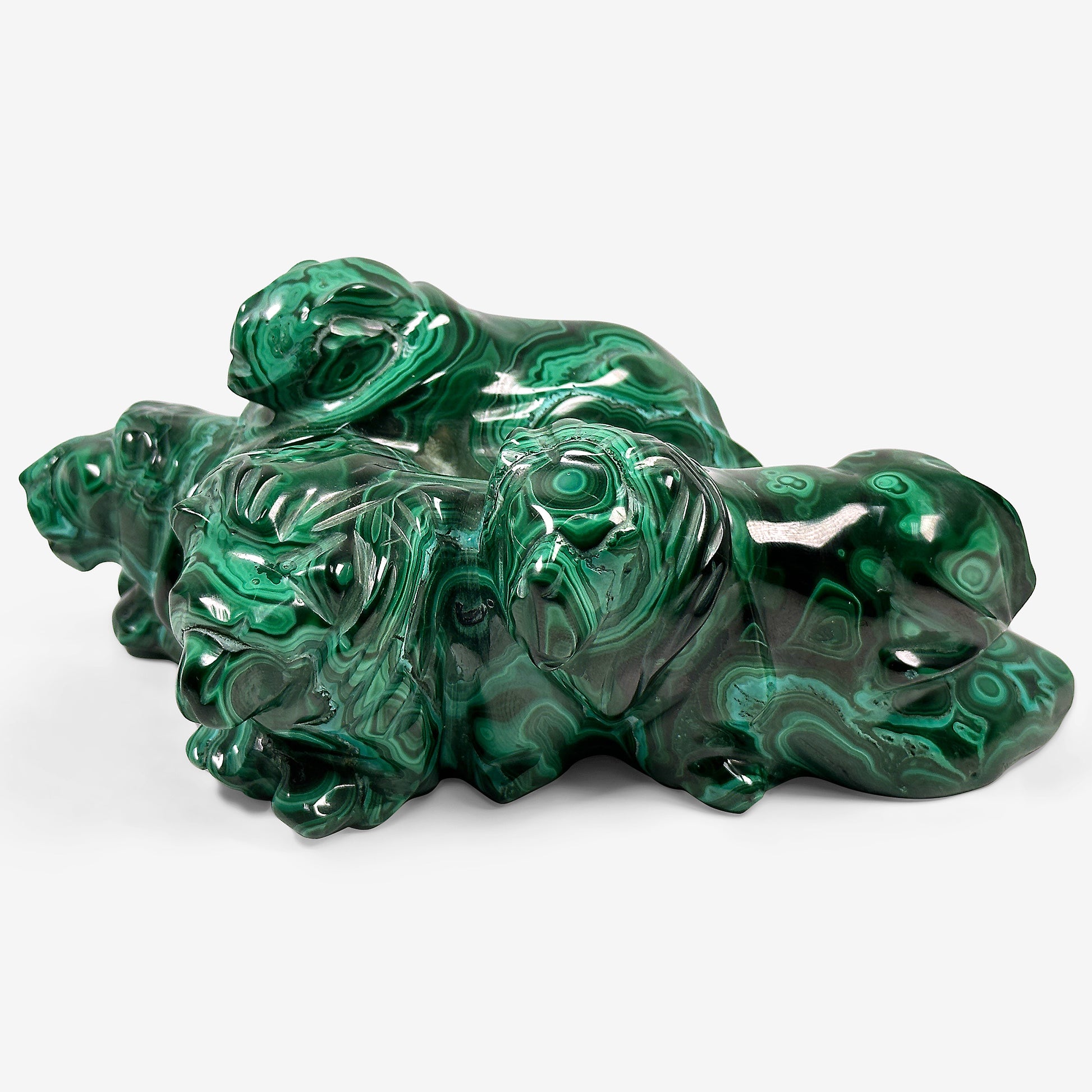 Hand Carved Natural Malachite Lion Crystal Gemstone Figurine Animal Sculpture Home Decor - Gem Avenue