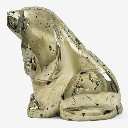 Hand-Carved Dog Pyrite Gemstone Decor Animal Carving - Gem Avenue