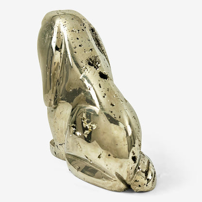 Hand-Carved Dog Pyrite Gemstone Decor Animal Carving - Gem Avenue