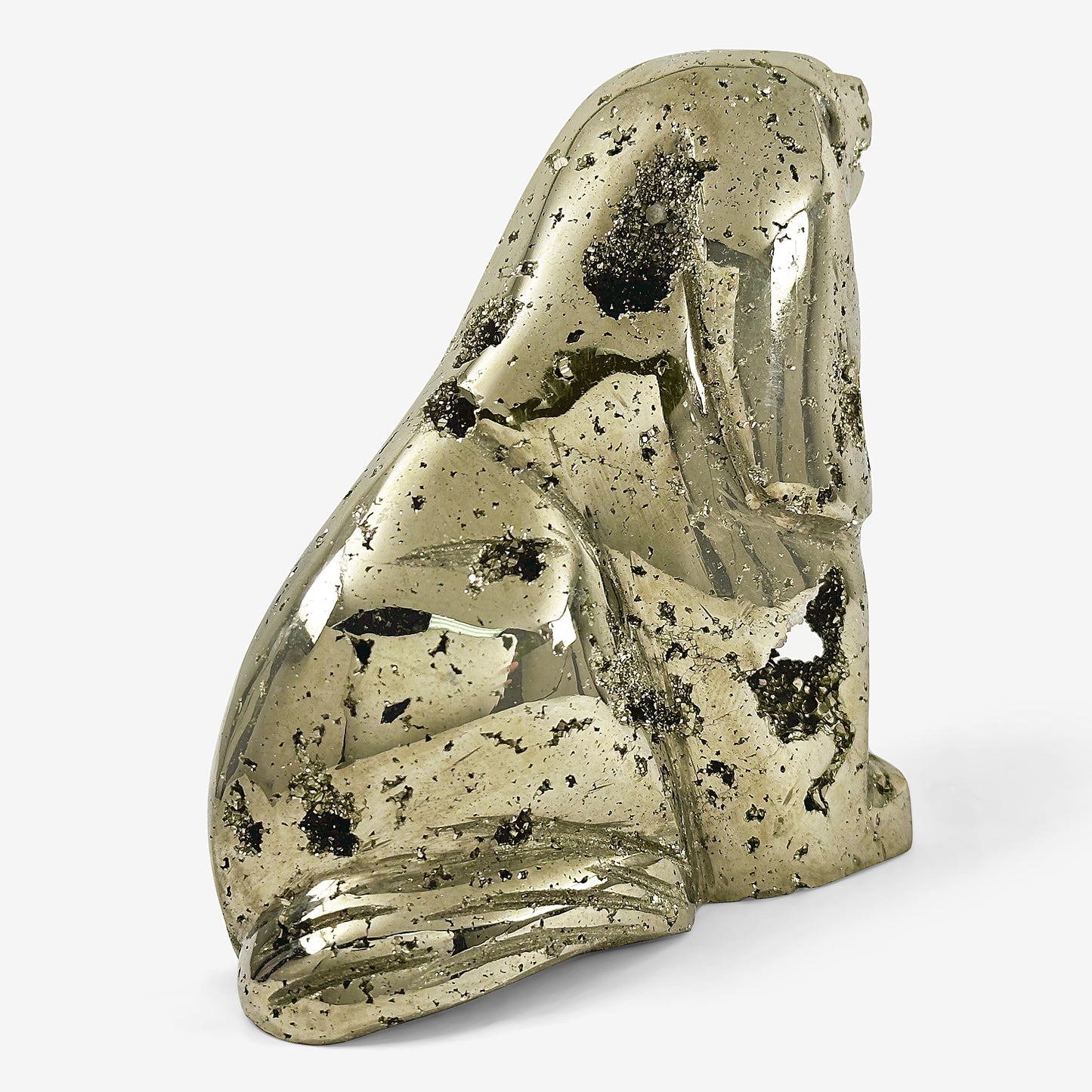 Hand-Carved Dog Pyrite Gemstone Decor Animal Carving - Gem Avenue