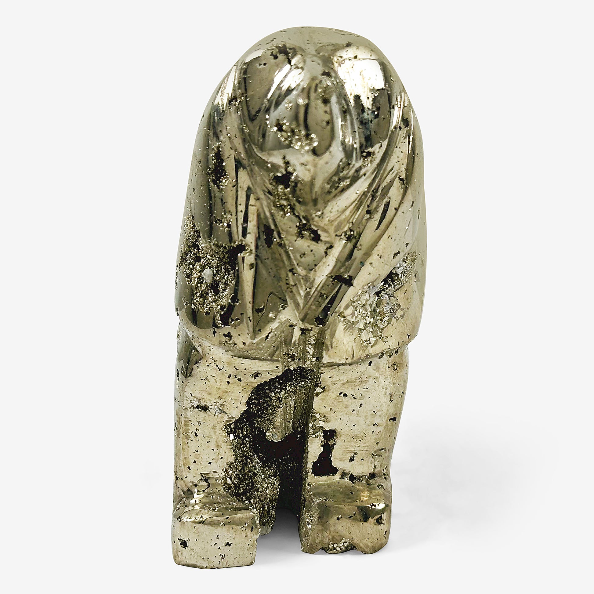 Hand-Carved Dog Pyrite Gemstone Decor Animal Carving - Gem Avenue
