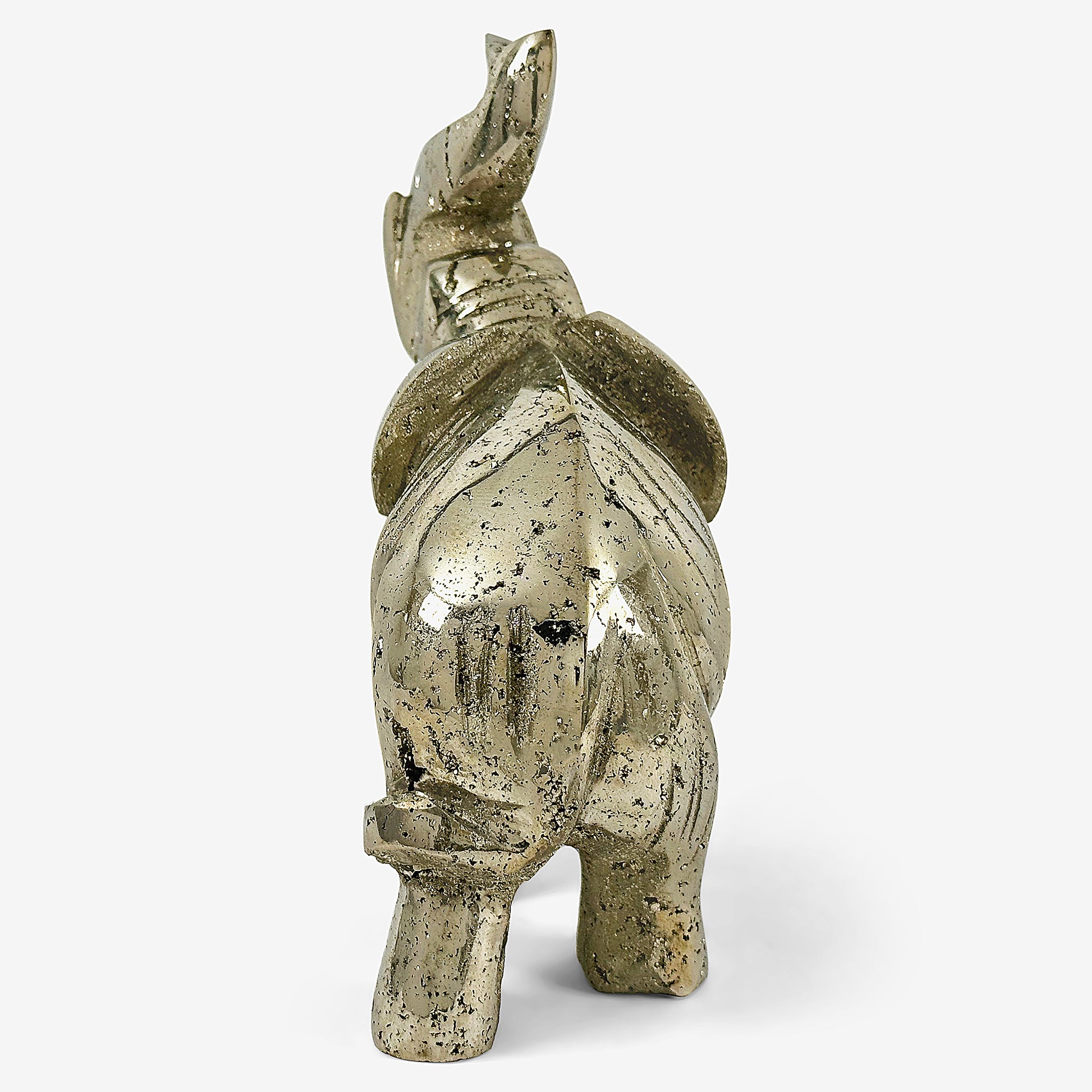 Hand-Carved Pyrite Elephant Gemstone Animal Carving - Gem Avenue