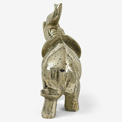 Hand-Carved Pyrite Elephant Gemstone Animal Carving - Gem Avenue