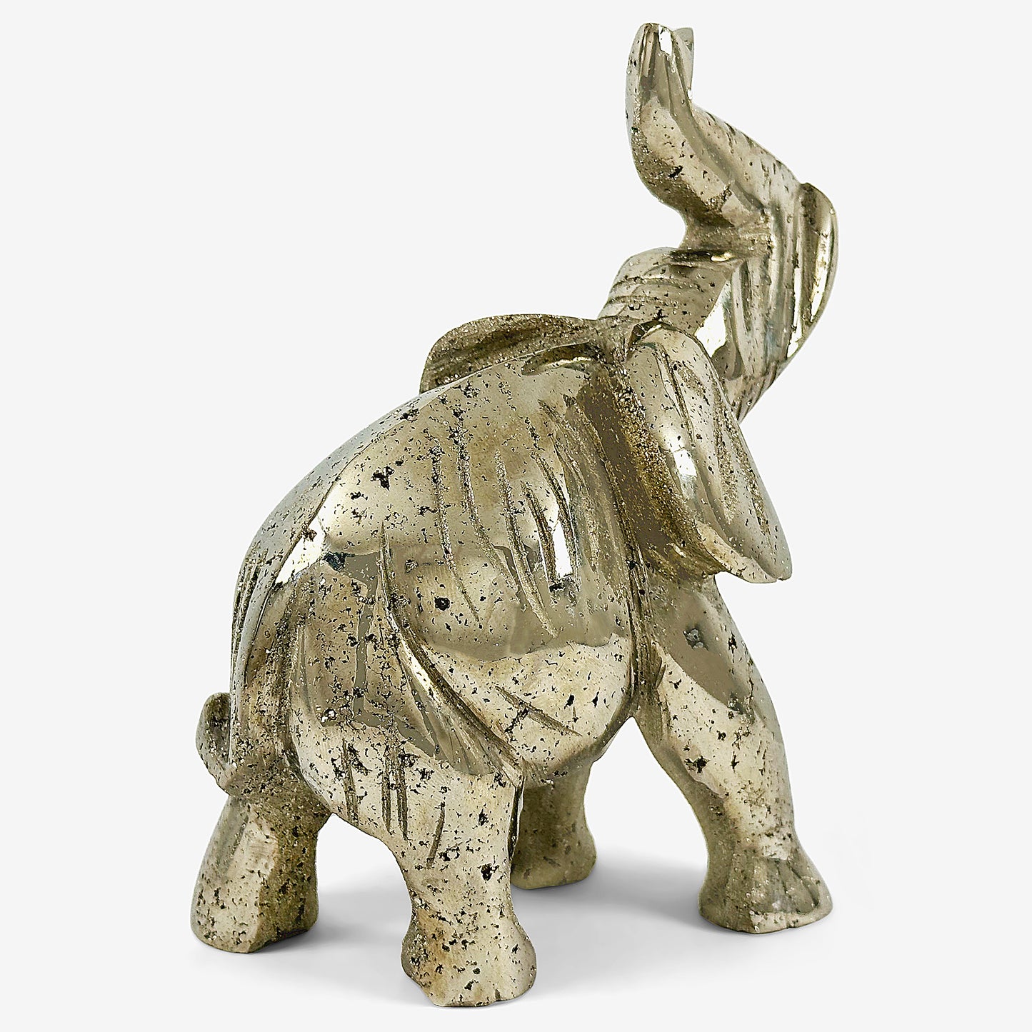 Hand-Carved Pyrite Elephant Gemstone Animal Carving - Gem Avenue