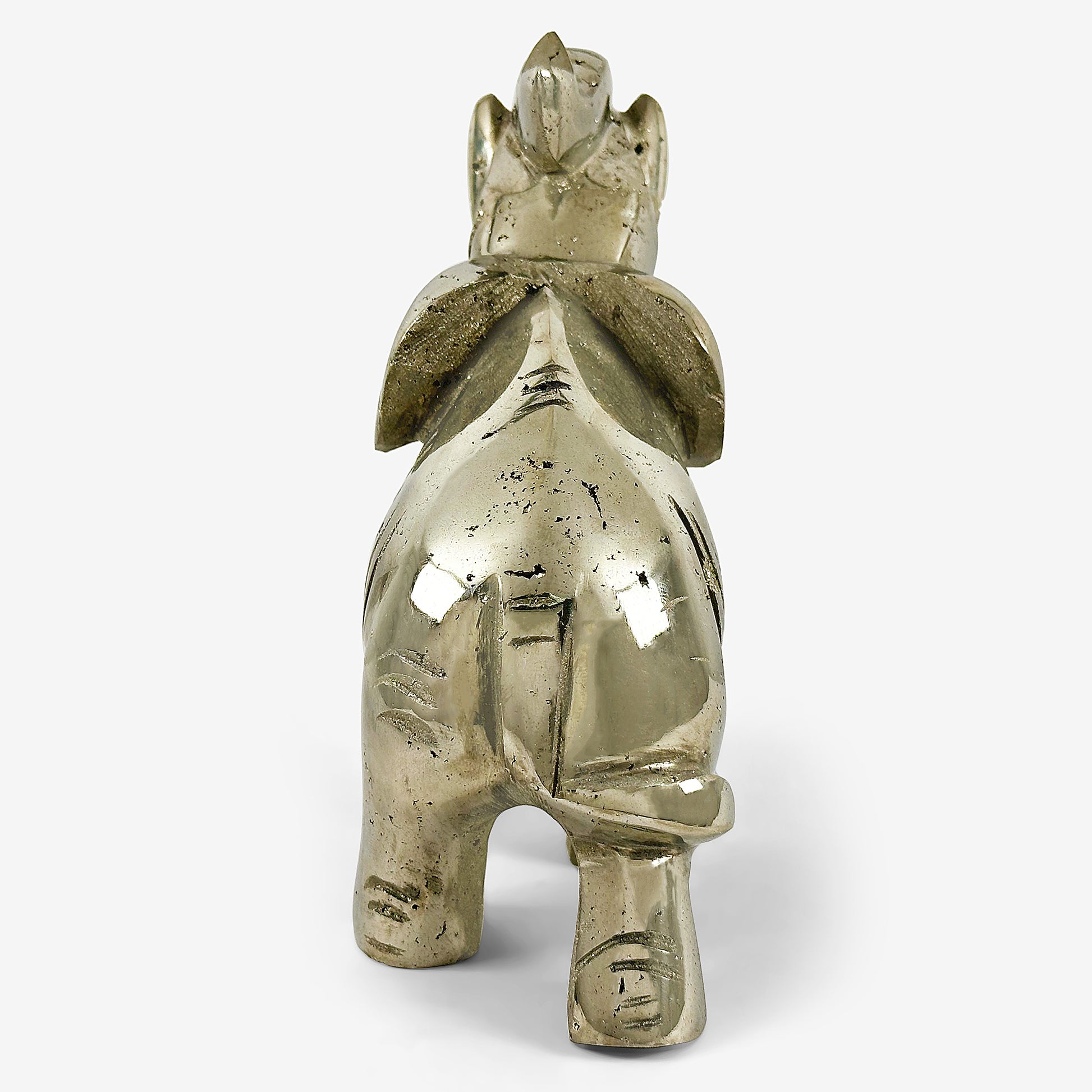 Hand-Carved Pyrite Elephant Gemstone Animal Carving - Gem Avenue