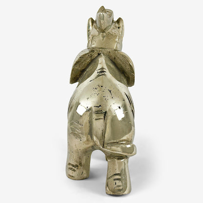 Hand-Carved Pyrite Elephant Gemstone Animal Carving - Gem Avenue