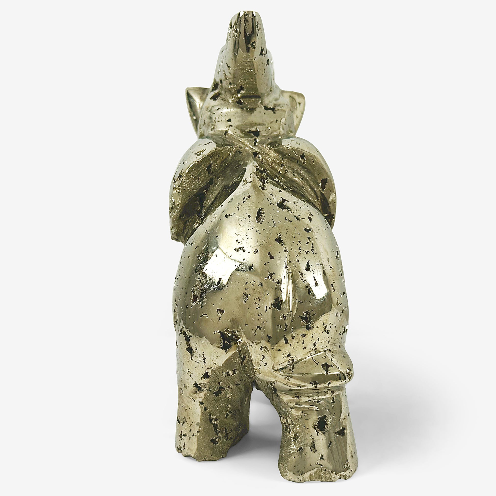 Hand-Carved Pyrite Elephant Gemstone Animal Carving -Gem Avenue