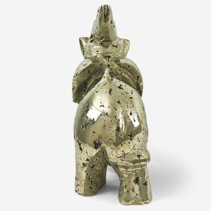 Hand-Carved Pyrite Elephant Gemstone Animal Carving -Gem Avenue