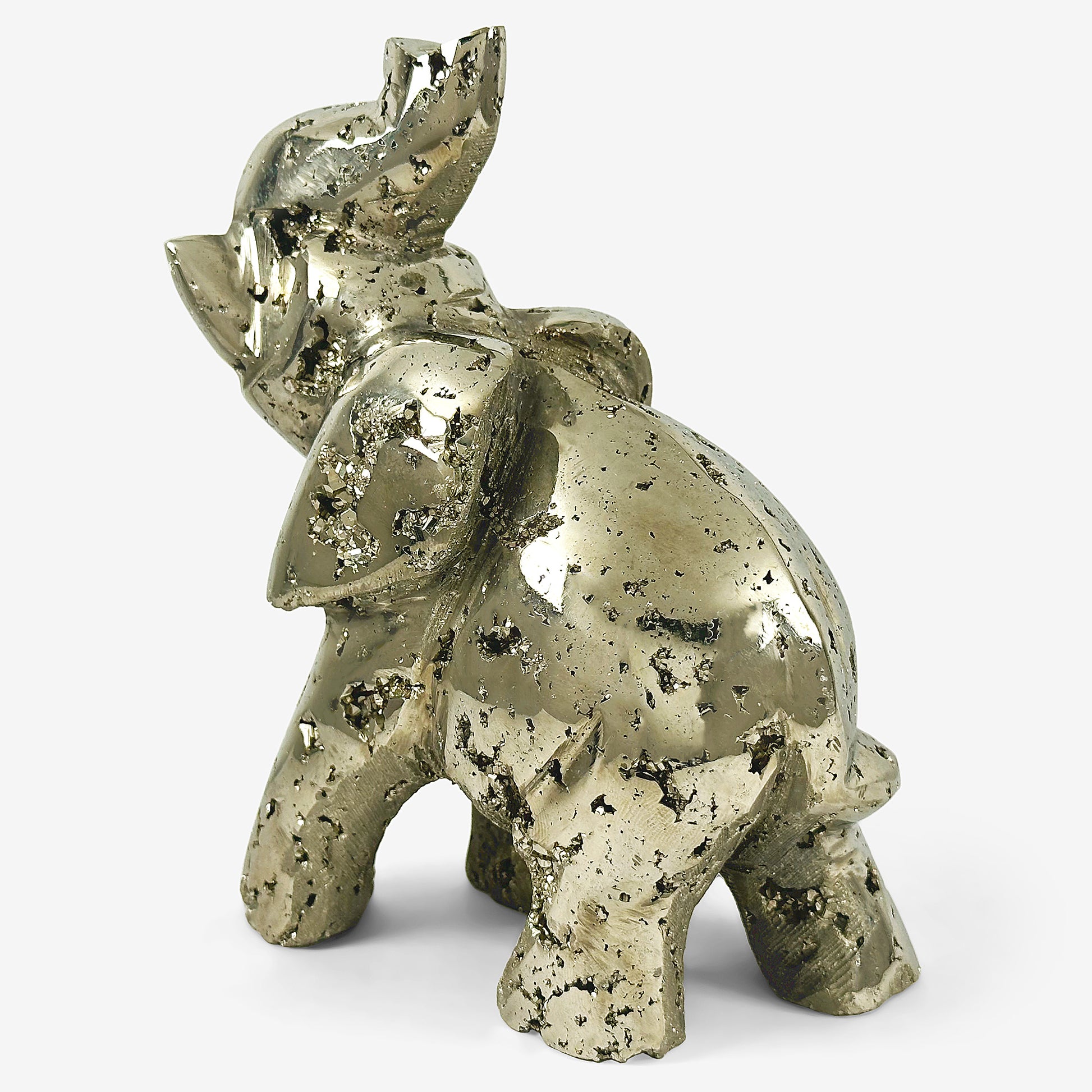 Hand-Carved Pyrite Elephant Gemstone Animal Carving -Gem Avenue