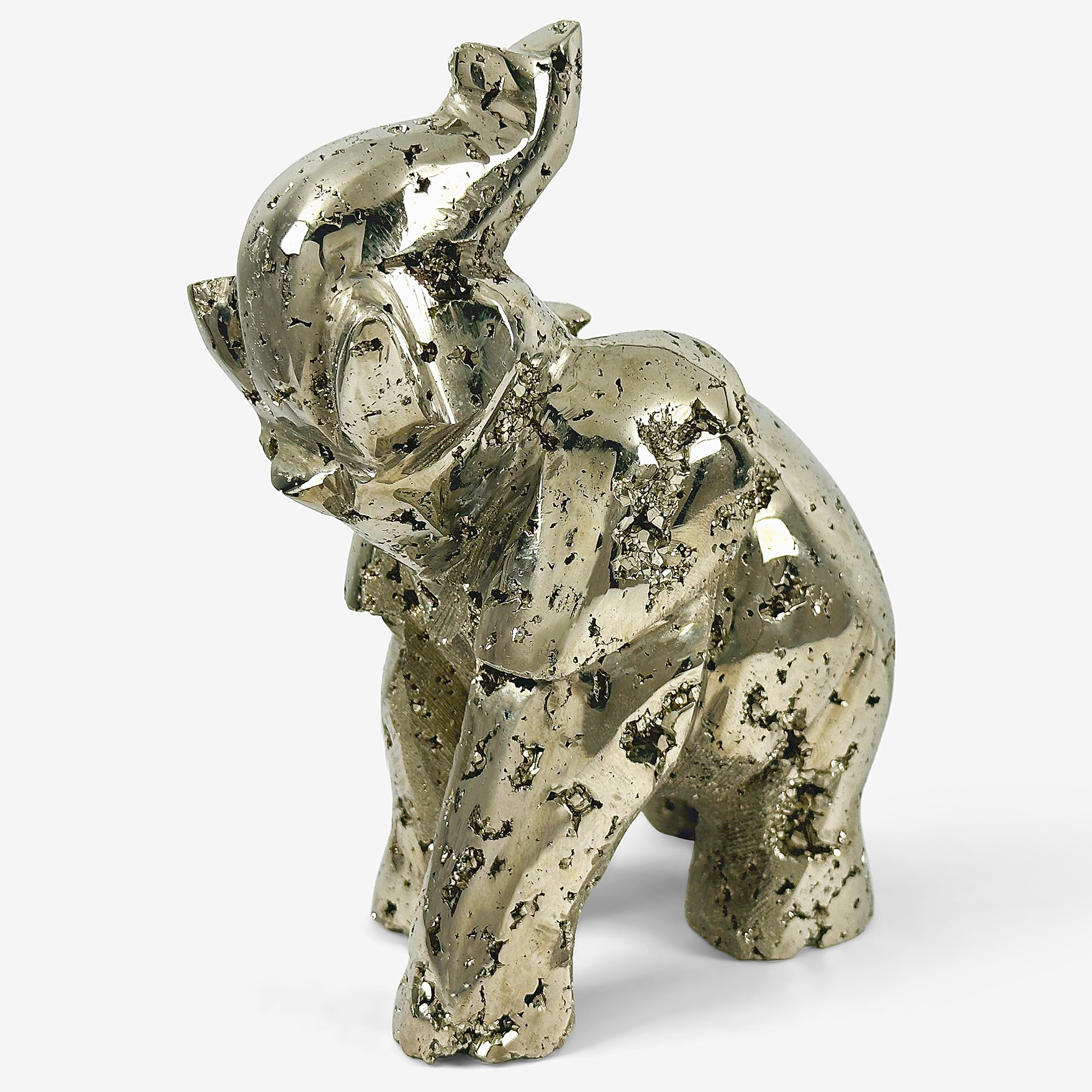 Hand-Carved Pyrite Elephant Gemstone Animal Carving -Gem Avenue