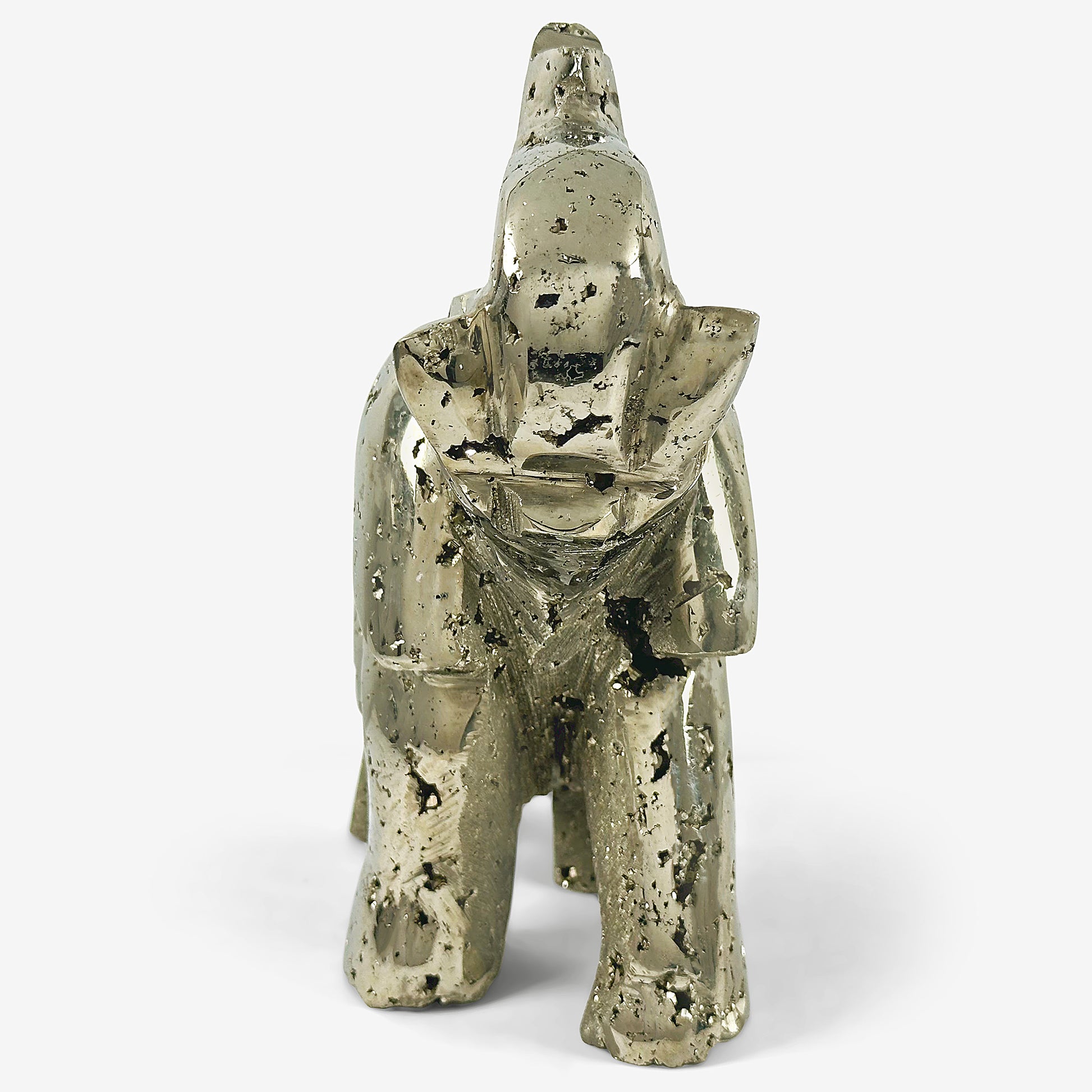 Hand-Carved Pyrite Elephant Gemstone Animal Carving -Gem Avenue