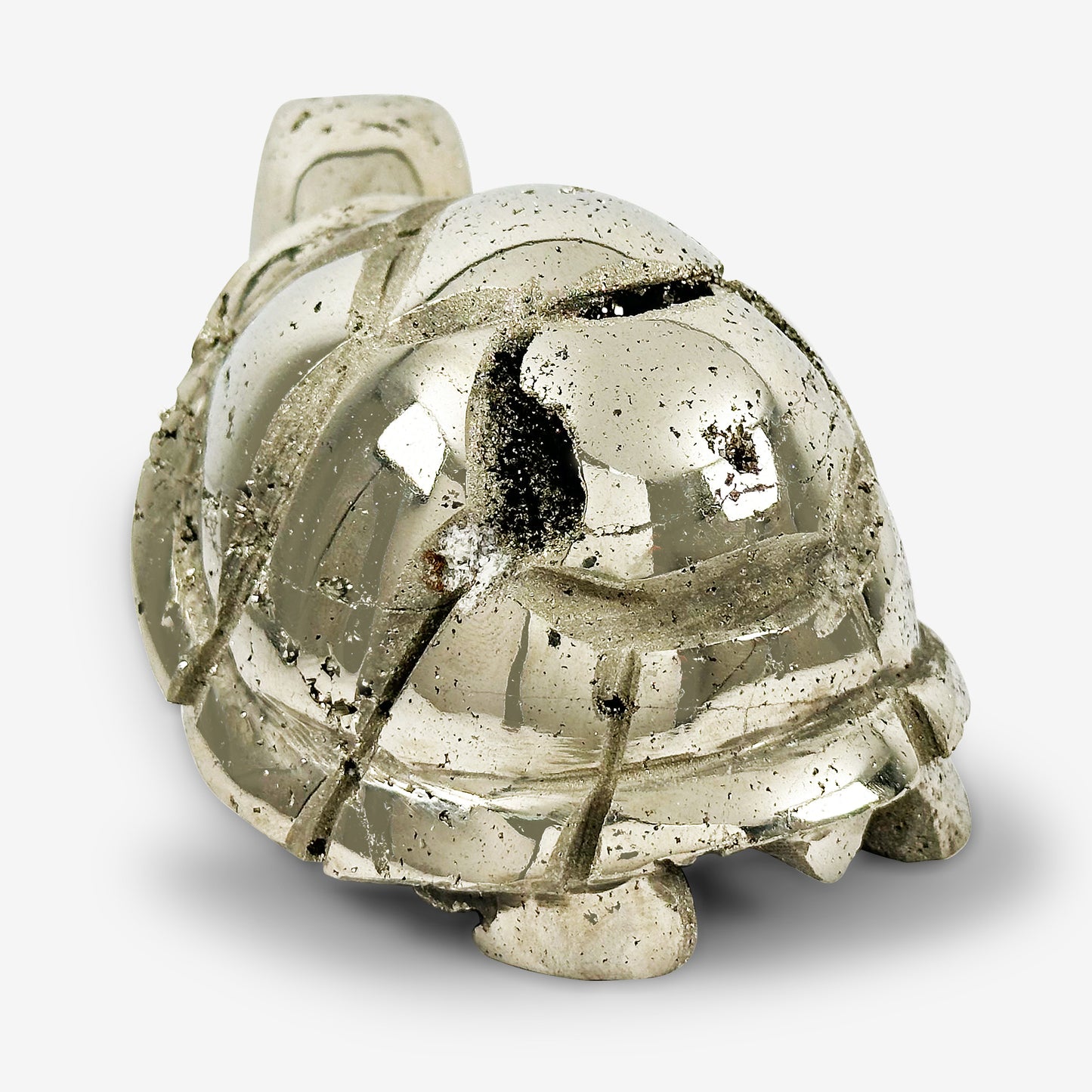 Hand-Carved Pyrite Turtle Crystal Gemstone Carving - Gem Avenue