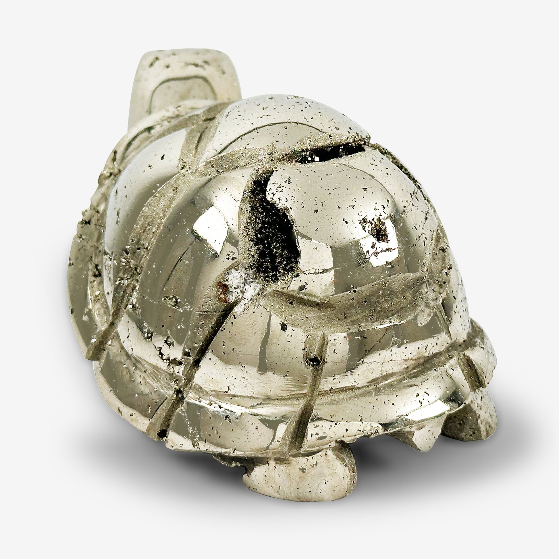 Hand-Carved Pyrite Turtle Crystal Gemstone Carving - Gem Avenue