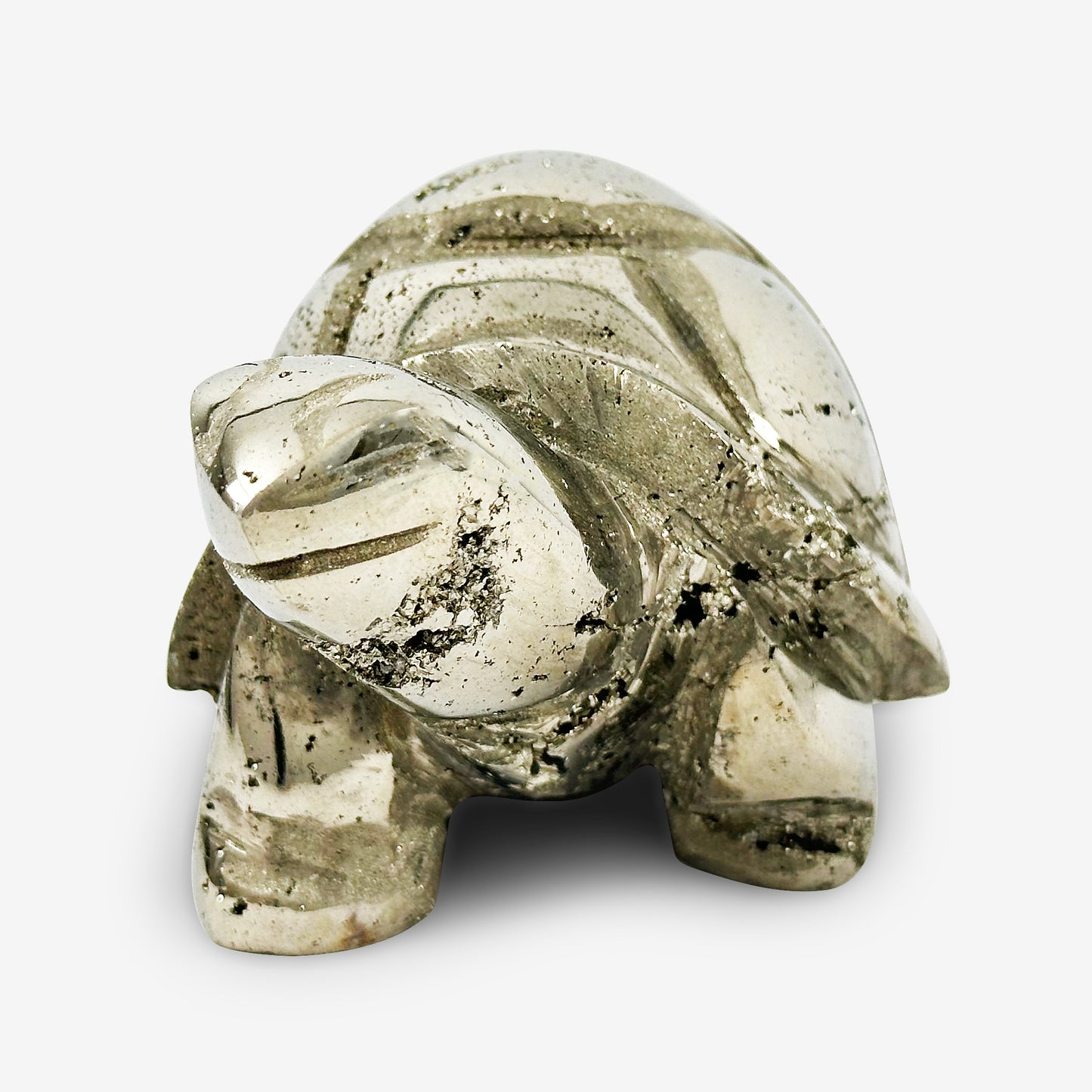 Hand-Carved Pyrite Turtle Crystal Gemstone Carving - Gem Avenue