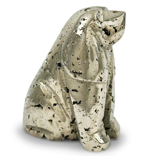 Hand-Carved Pyrite Dog Gemstone Animal Carving - Gem Avenue