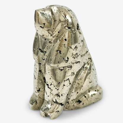 Hand-Carved Pyrite Dog Gemstone Animal Carving - Gem Avenue