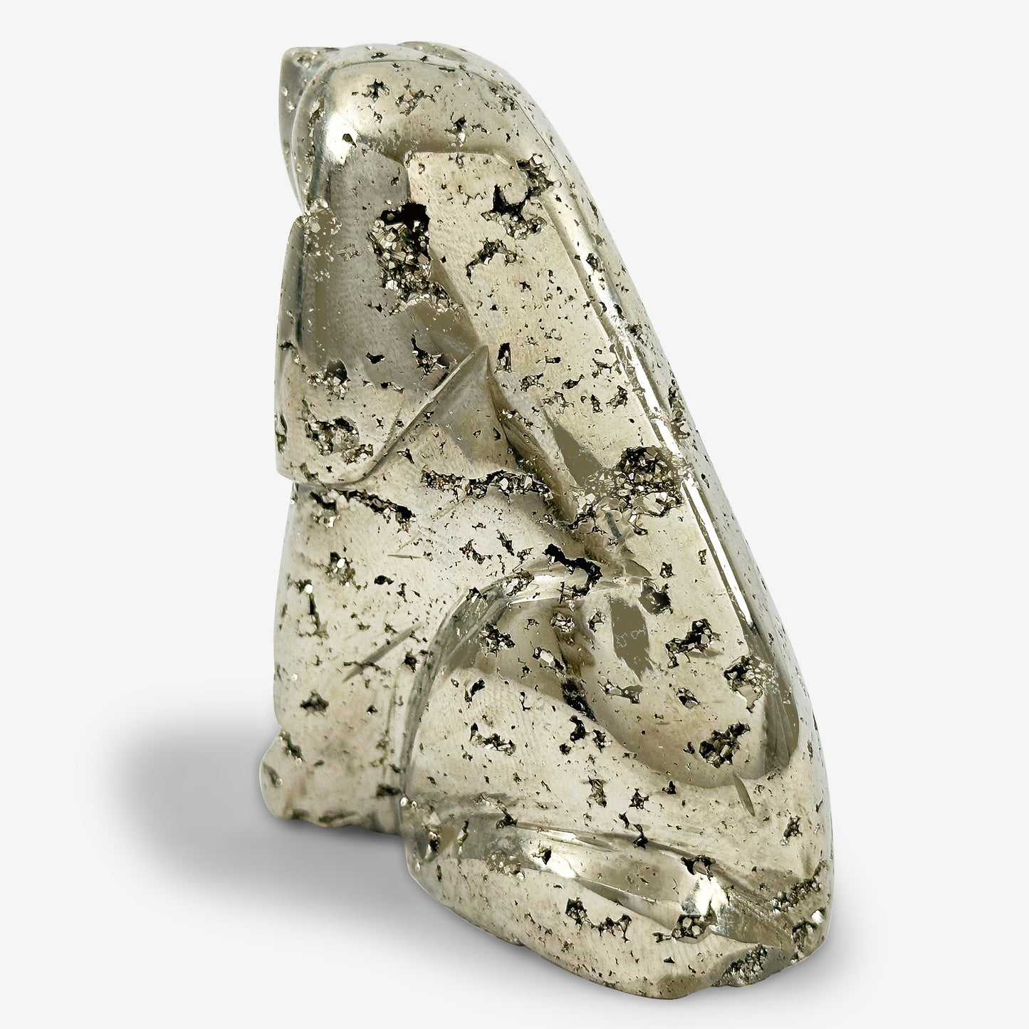 Hand-Carved Pyrite Dog Gemstone Animal Carving - Gem Avenue