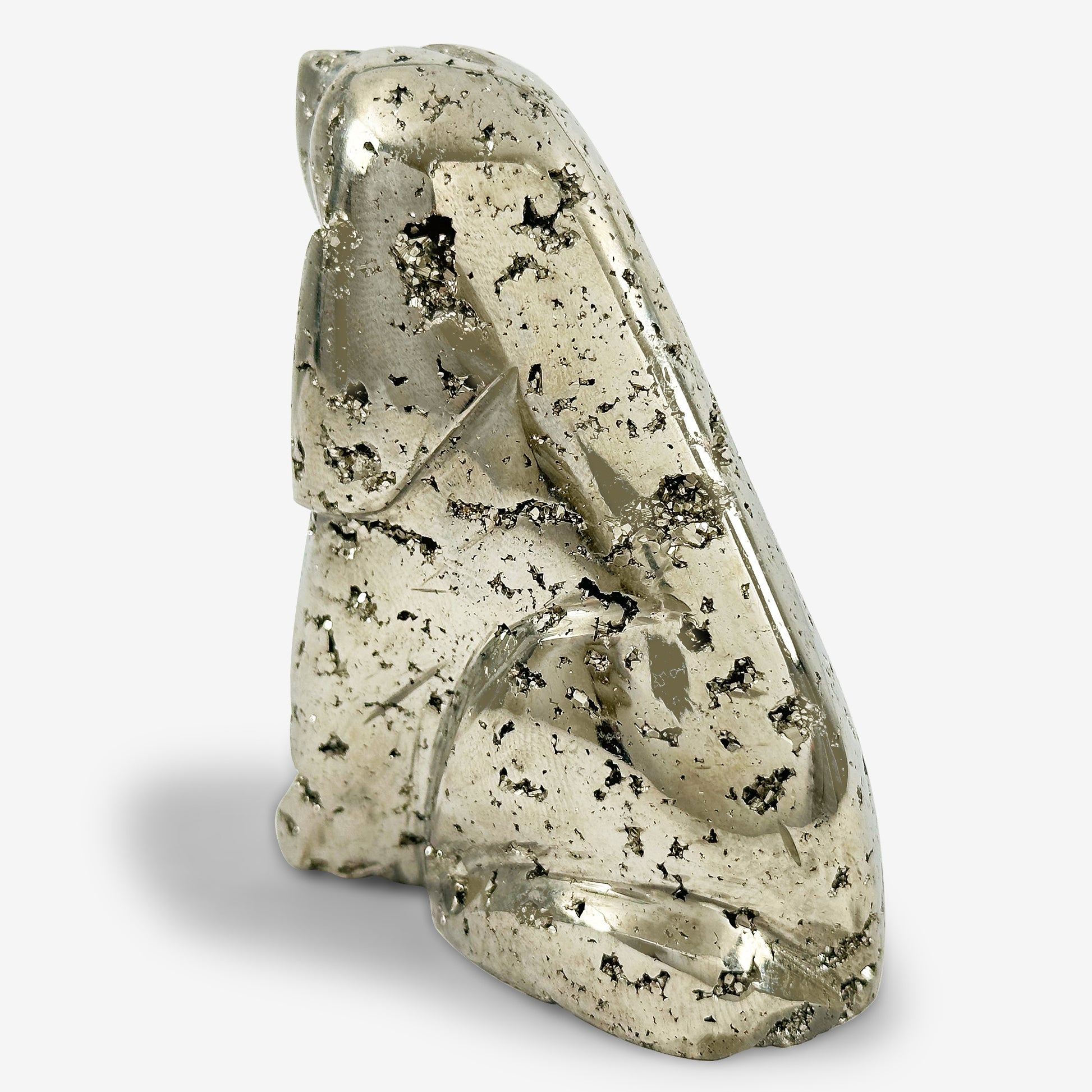 Hand-Carved Pyrite Dog Gemstone Animal Carving - Gem Avenue