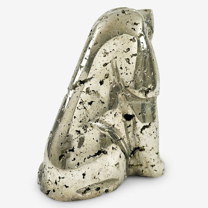 Hand-Carved Pyrite Dog Gemstone Animal Carving - Gem Avenue