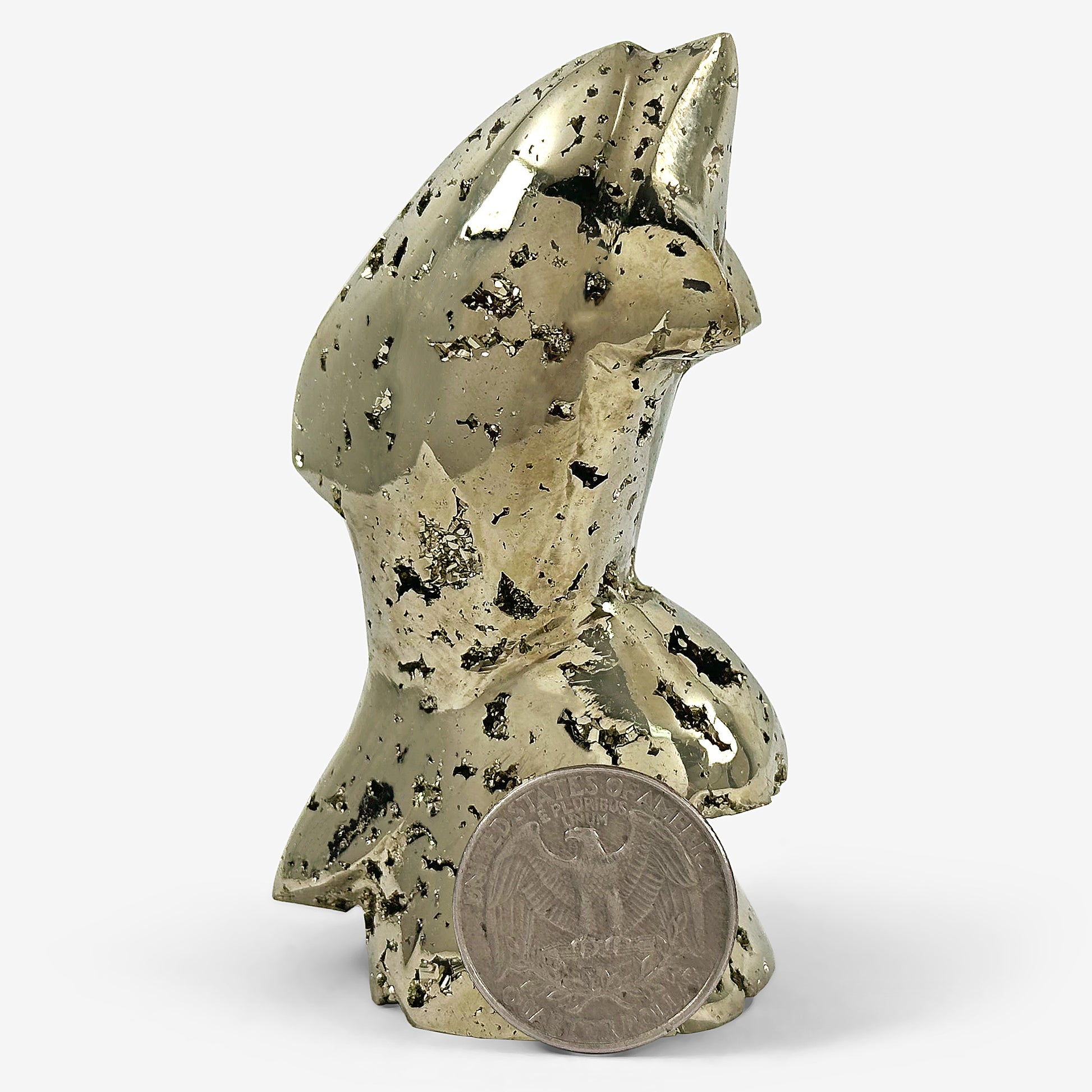 Hand-Carved Pyrite Dolphin Gemstone Animal Carving - Gem Avenue